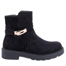 Draperi Crne ravne gležnjače od brušene kože crna