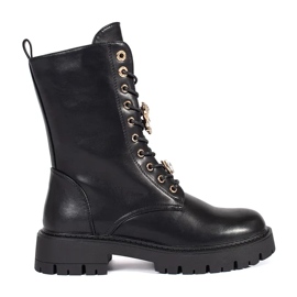 Seastar Crne radne gležnjače na vezanje na platformu s iglama crna