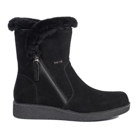 Ženske izolirane crne kožne čizme s krznom Sergio Leone crna