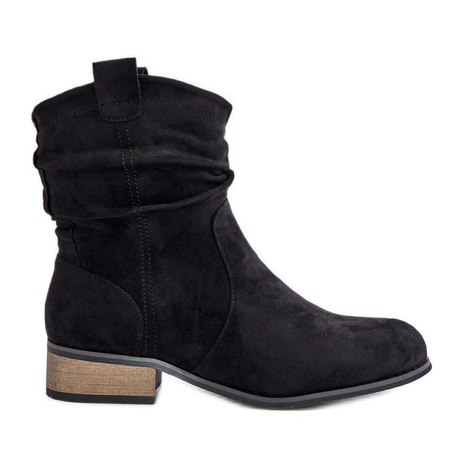 Izolirane gležnjače s niskim petama s naborima, crne Elletinnia crno