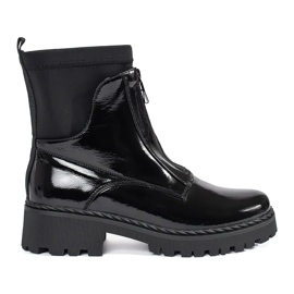 Goodin Ženske crne lakirane gležnjače s patentnim zatvaračem crna