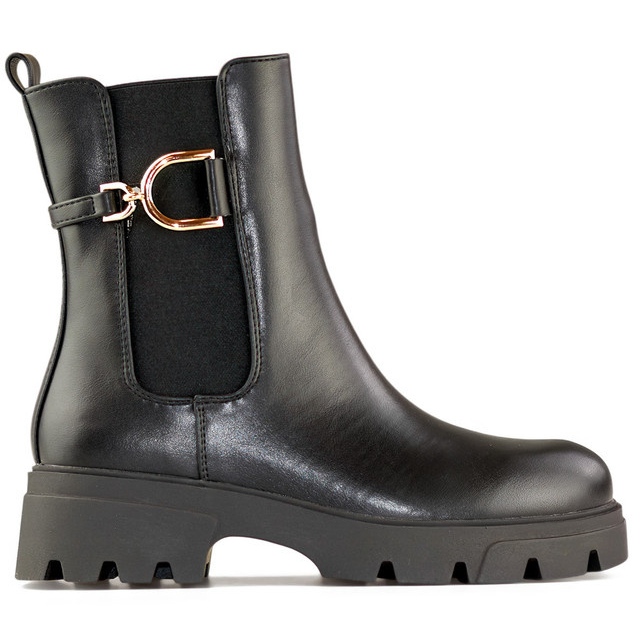 Crne radne ženske zimske čizme sa debelim đonom, crne gležnjače sa patentnim zatvaračem crno