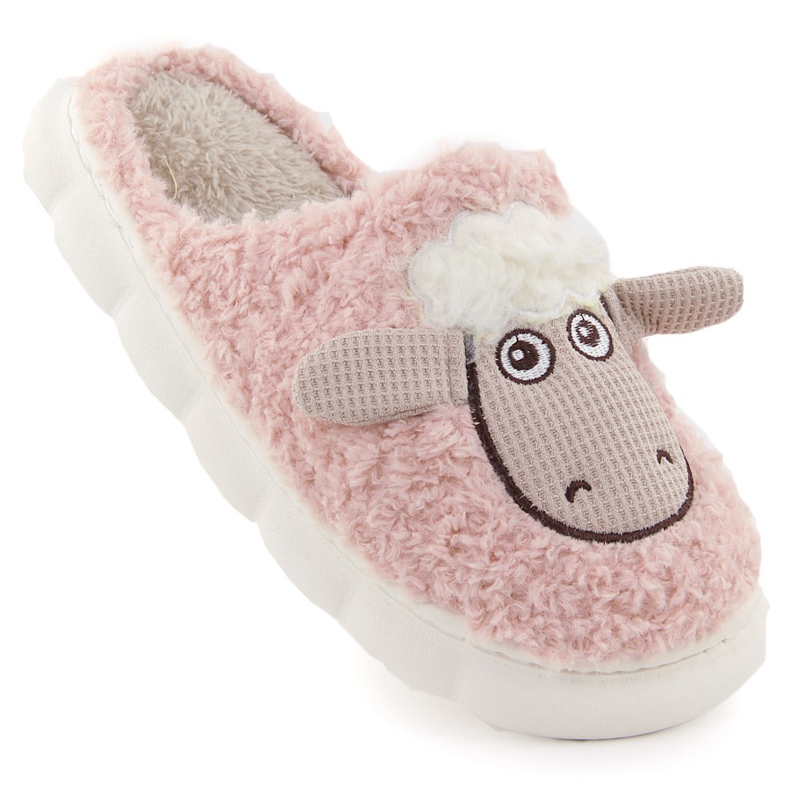 Ženske kućne krznene papuče s ovcom, roza Filippo DK6683 ružičasta