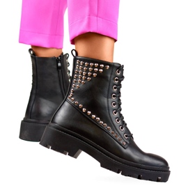 Ženske rock čizme sa zakovicama, crne CH2320B crna