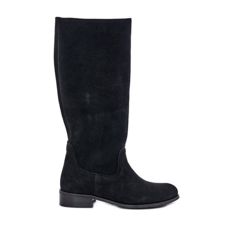 Lewski Shoes Ženske čizme do sredine listova od brušene kože s patentnim zatvaračem na lijevoj strani 3616 crne crno