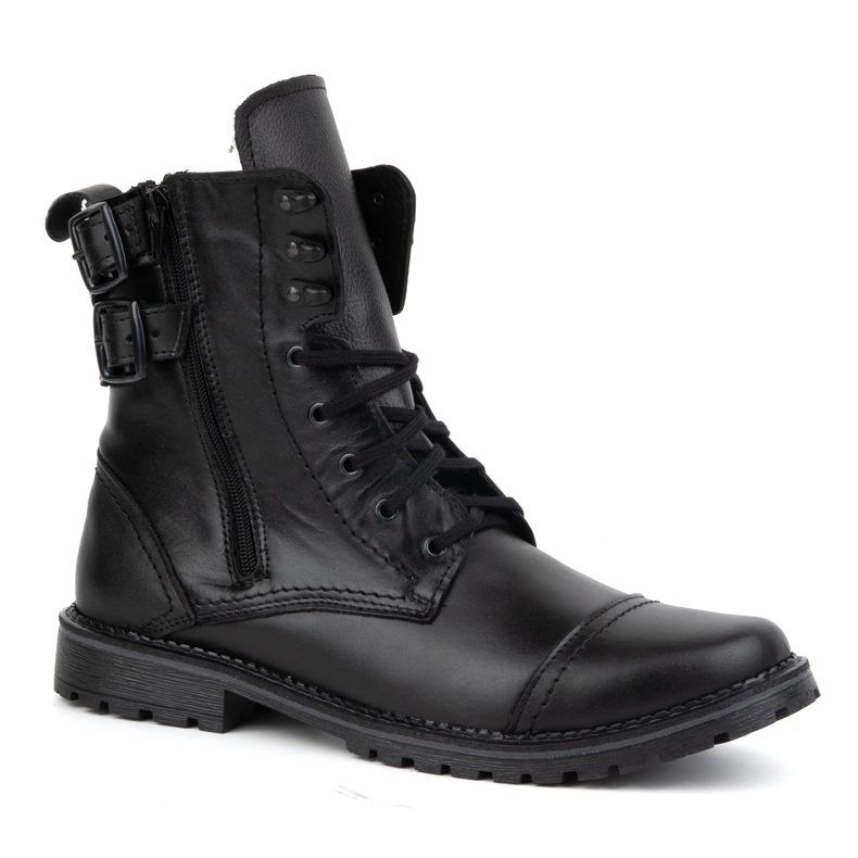 Olivier Muške vojne motorističke čizme, kožne, 83KZ, crne crno