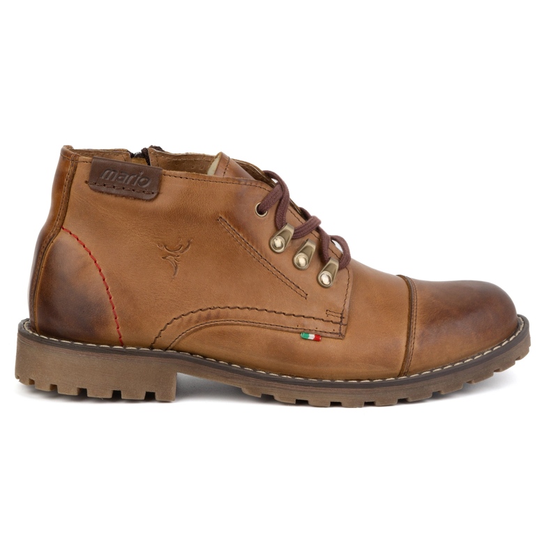 Olivier Muške kratke zimske kožne čizme, 963MP, crvene boje bež