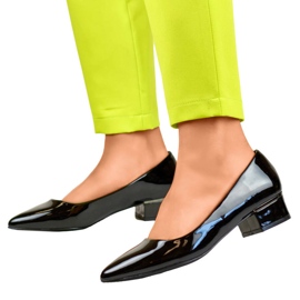 Ženske špicaste cipele s niskom potpeticom, lakirane crne, GD-XR106C-B crna