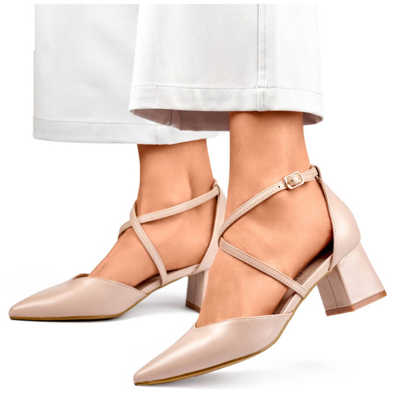 Ženske salonke na visoku petu s remenčićima, bež GD-FL1150D.BE