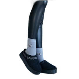 Crne čizme za snijeg na platformu s niskim gornjištem i izvezenim Greene uzorkom crna