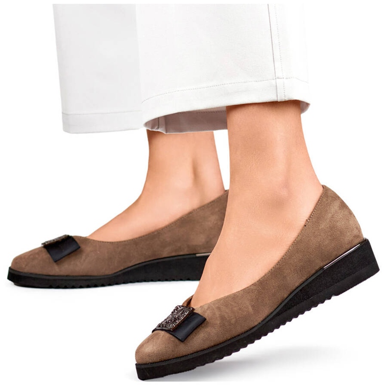 Ženske antilop cipele s taupe ukrasom GD-FL766T bež