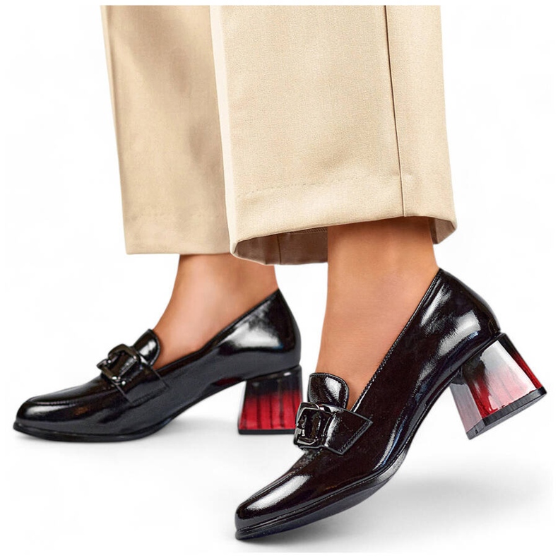 Elegantne ženske lakirane cipele na visoku petu, crne GD-FL477-B crno