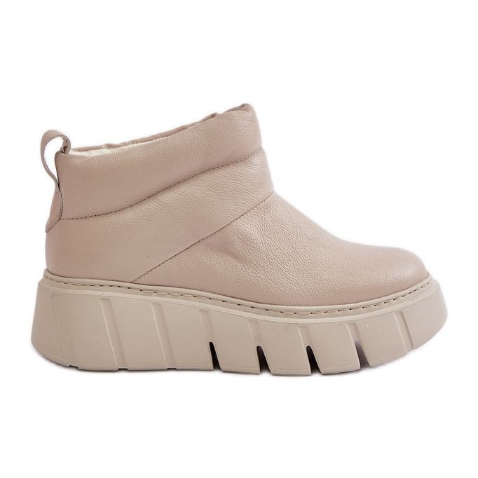 Zazoo 60470 Kožne čizme izolirane vunom na svijetlo bež platformi