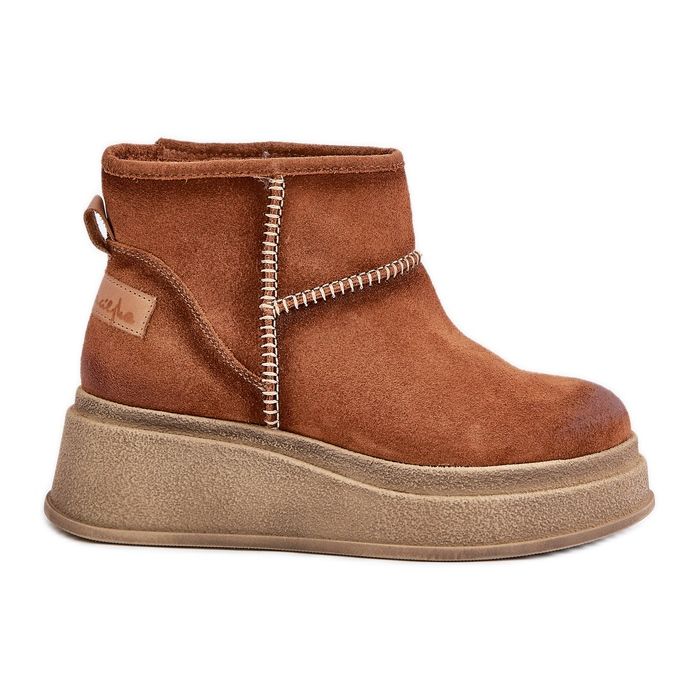 Kožne čizme za snijeg od brušene kože na platformu i štikle Smeđe Maciejka 06769-29 Smeđe smeđa