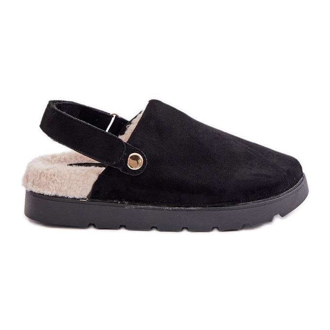 Ženske papuče s platformom, podstavljene krznom, tipa ovčje kože, crne, Sanilora crno