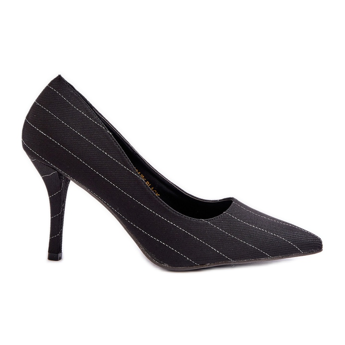 Crne ženske cipele s visokom potpeticom od prugaste tkanine Tifidra crno