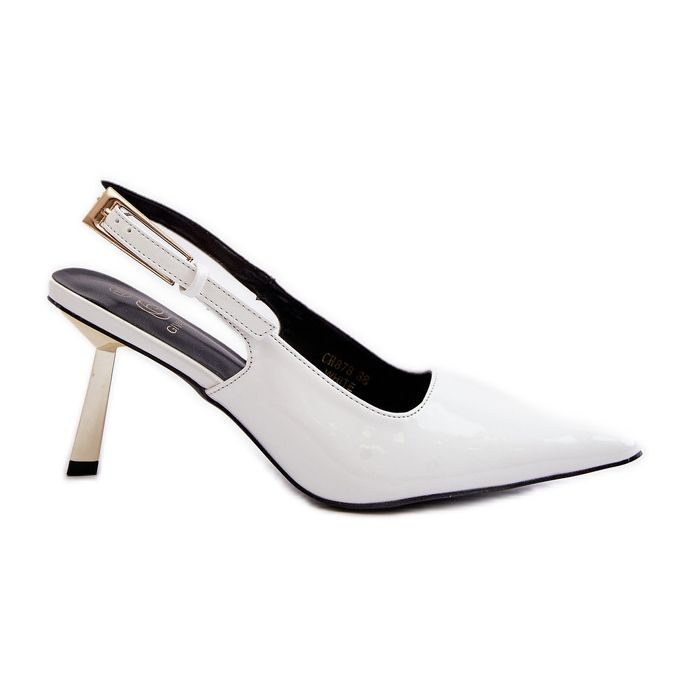 Bijele Filona lakirane visoke pete s otvorenom petom bijela