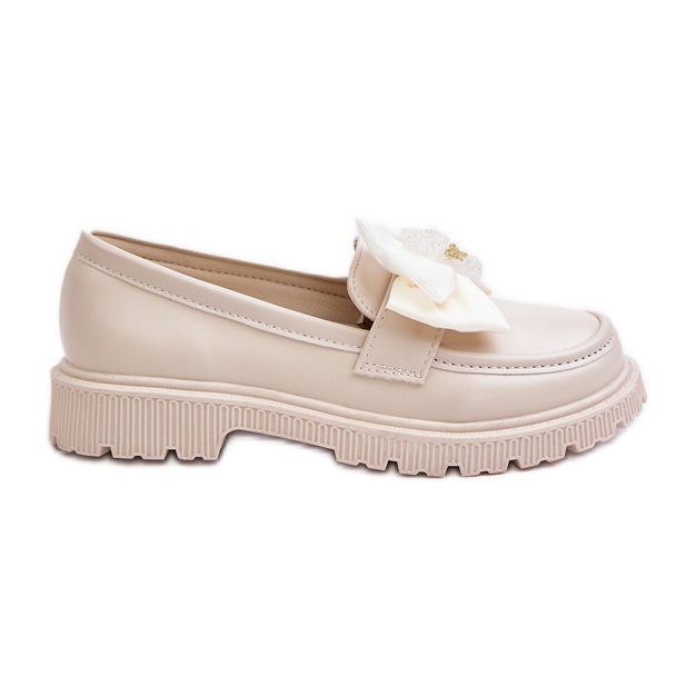 Vinceza Mokasine od eko kože za djevojčice s mašnom Avallesa bež