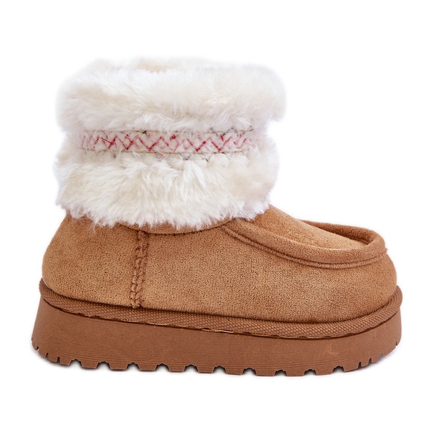 Dječje čizme za snijeg s krznom i uzorkom Camel Melefia bež