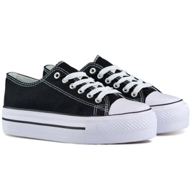 Ženske niske tenisice s platformom, crne QY832B crna