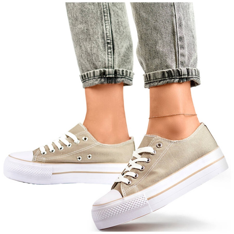 Ženske niske tenisice s platformom, sive QY832-36D.G siva