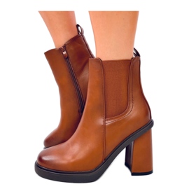 Camel Chelsea čizme s visokom petom smeđa