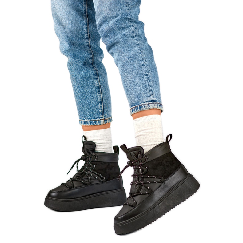 Čizme za snijeg Model 24-72302B crne crno