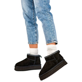 Ženske čizme za snijeg izolirane eko-krznom YU9001B, crne crna