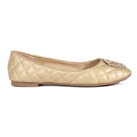 Ženske zlatne prošivene balerinke s ukrasom zlatni