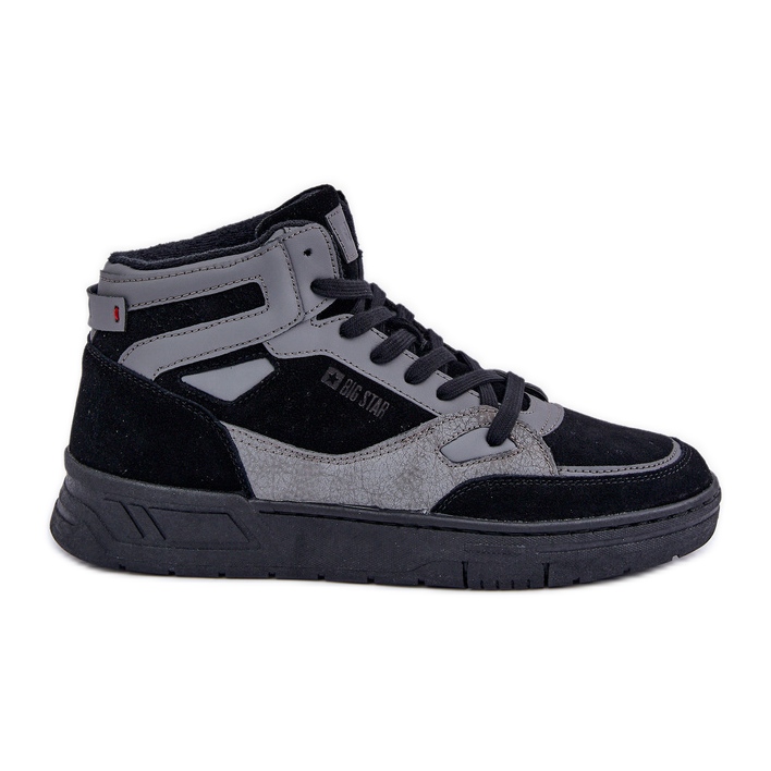 Muške tenisice od brušene kože Big Star OO174303 Hi-Poly System crno-sive