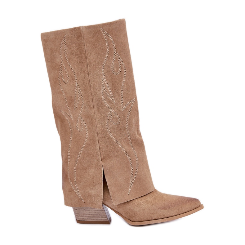 Antilop čizme do sredine listova s ​​podignutom gornjom petom Bež Zazoo 3487