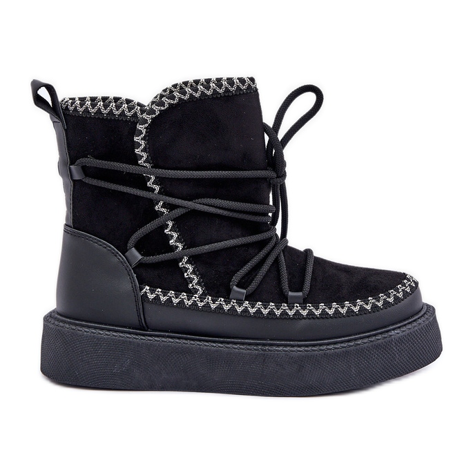 Ženske čizme za snijeg s vezom na platformi, crne crno
