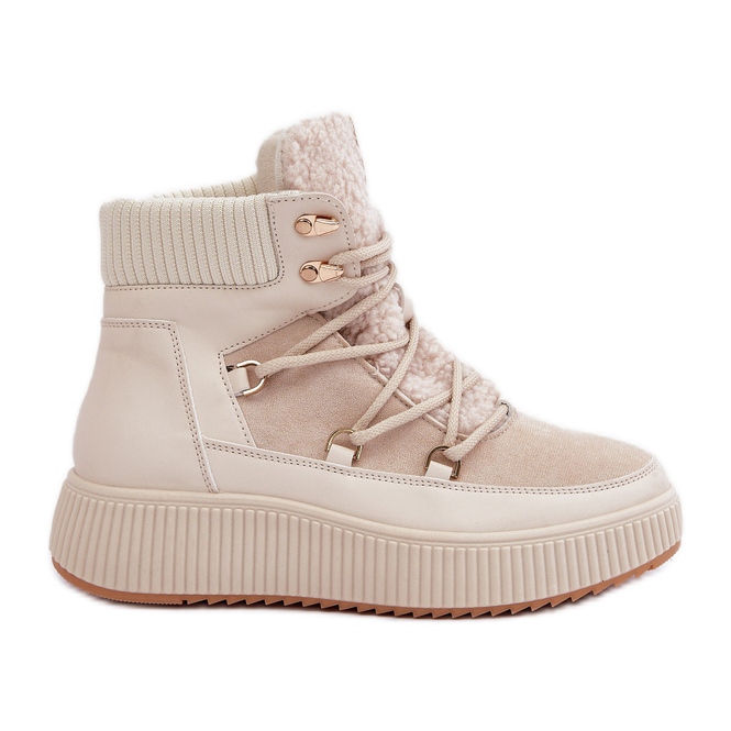 Ženske niske čizme za snijeg na platformi, svijetlo bež