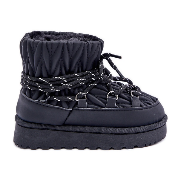 Dječje čizme za snijeg izolirane gustim krznom, crne crno