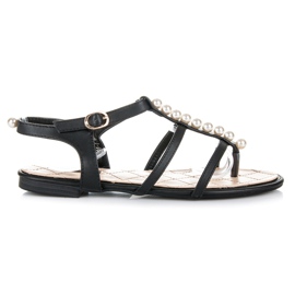 Vices Elegantne sandale s perlama crna