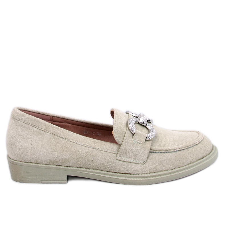 Klasične mokasine od brušene kože sa zelenim ukrasom zelena