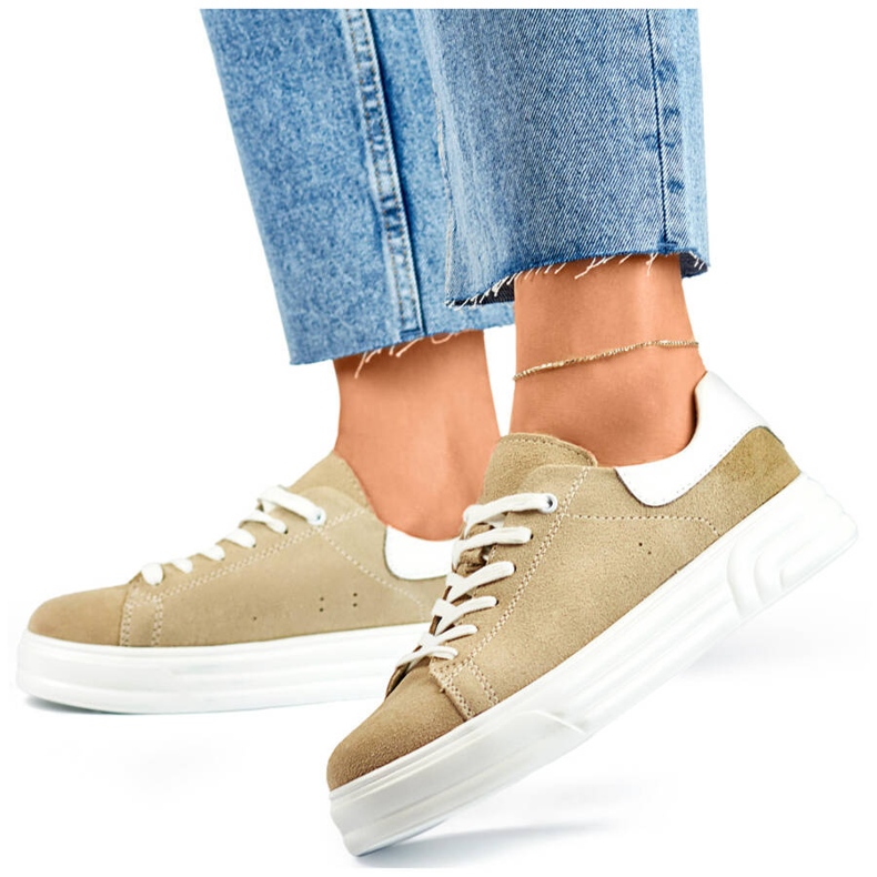 Goodin Bež ženske kožne sportske cipele GD-XF-113BE