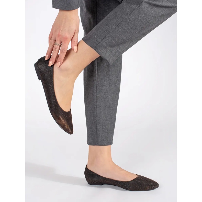 Crne svjetlucave balerinke s ravnom petom crno