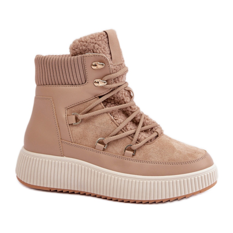 Ženske izolirane čizme za snijeg MD9944-7 bež smeđa