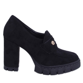 Ženske cipele na visoku petu i platformu s ukrasima crna