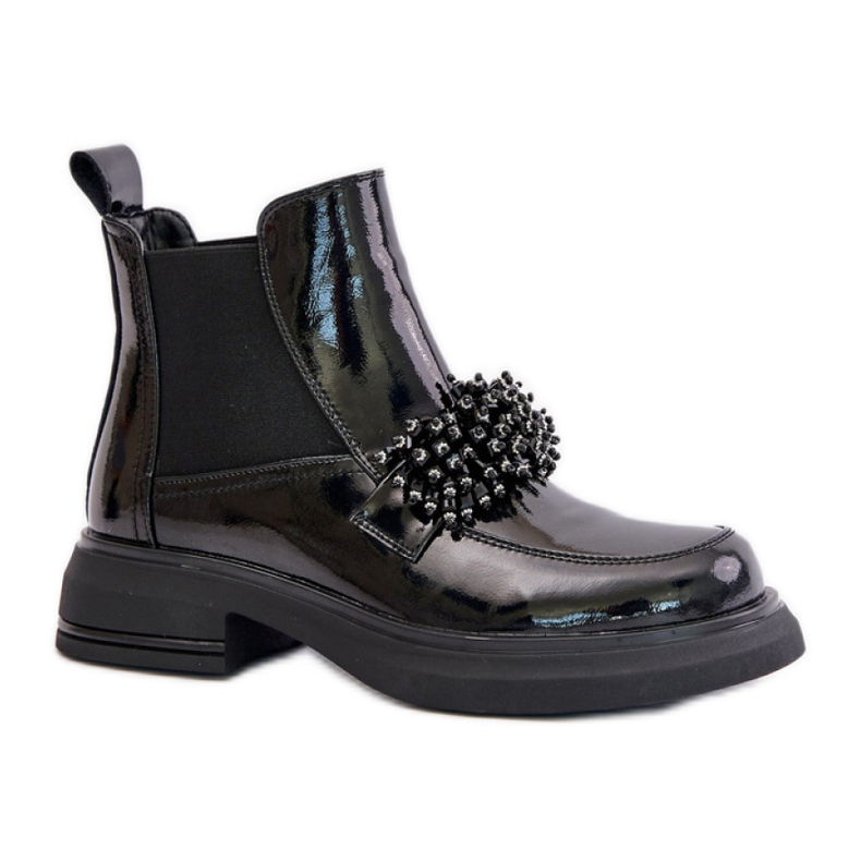 Ženske čizme s ukrasom 24BT15-7453 crne crno