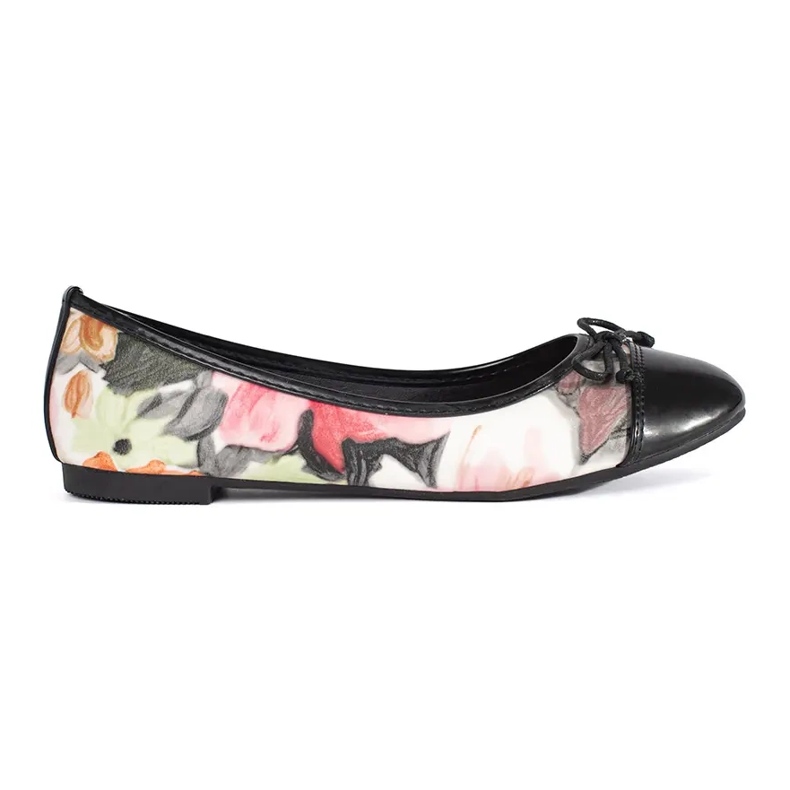 Ženske cvjetne balerinke s mašnom crno