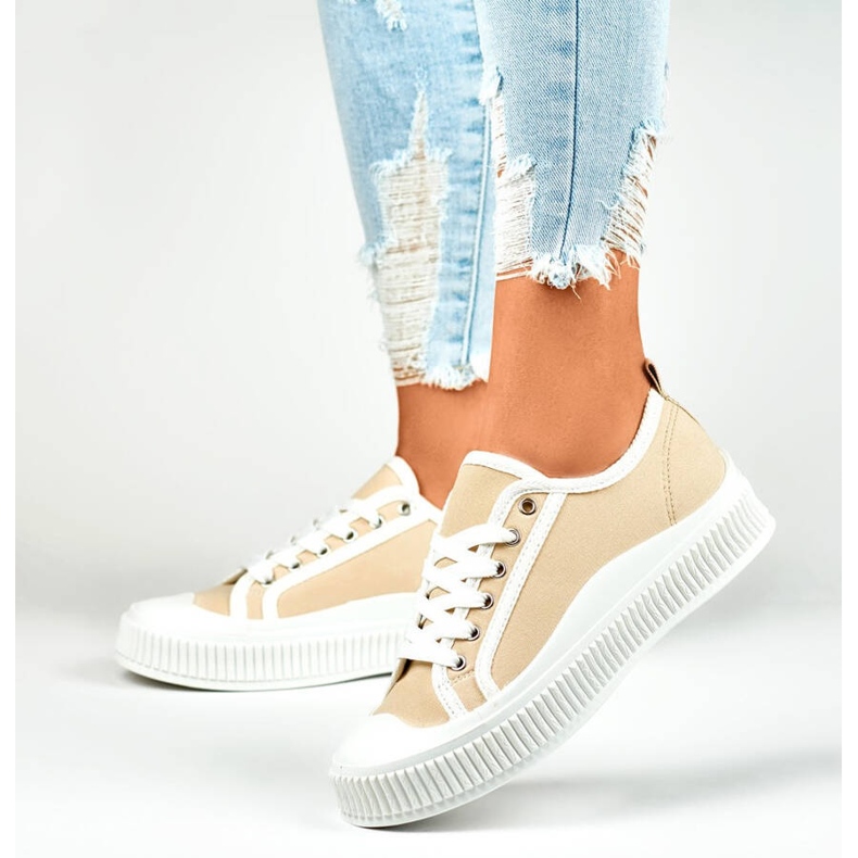 Niske tenisice s bijelim potplatom, bež 2667BE