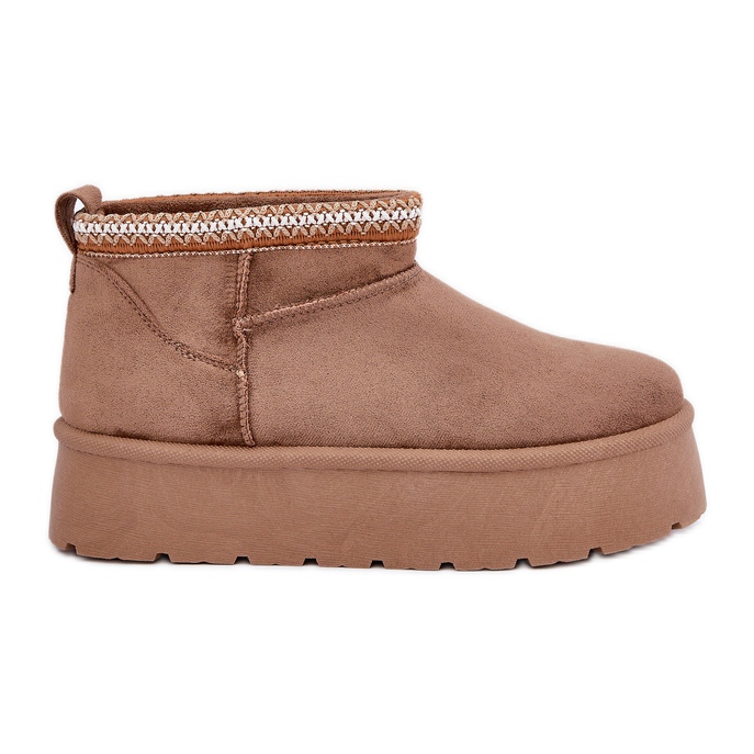 PG2 Čizme za snijeg s platformom i ukrasnim vezom smeđa