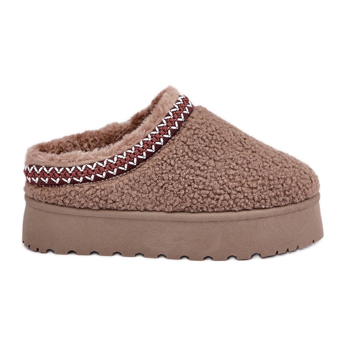 Smeđe čizme za snijeg s platformom od ovčje kože i krznom smeđa