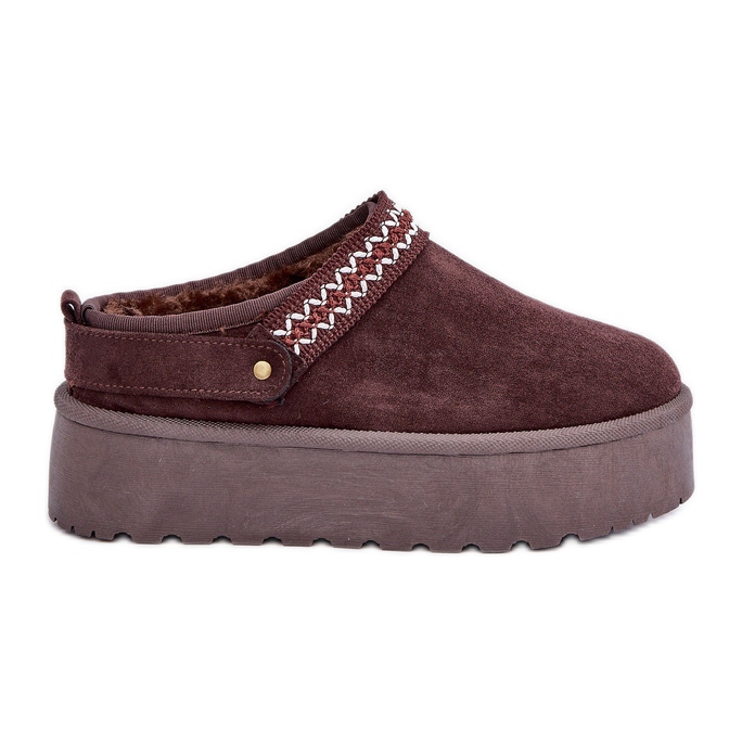 Čokoladne čizme za snijeg s ukrasnim vezom smeđa