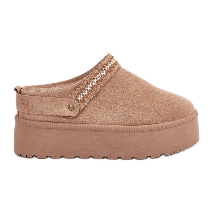 Bež čizme za snijeg s ukrasnim vezom