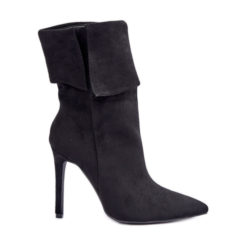 Crne gležnjače na visoku petu s okrenutim gornjištem crno