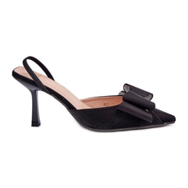 Crne visoke pete od tkanine s mašnom crna