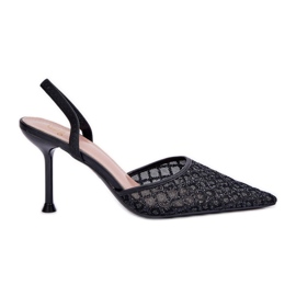 Visoke pete s otvorenom petom ukrašene crnim svjetlucavima crna